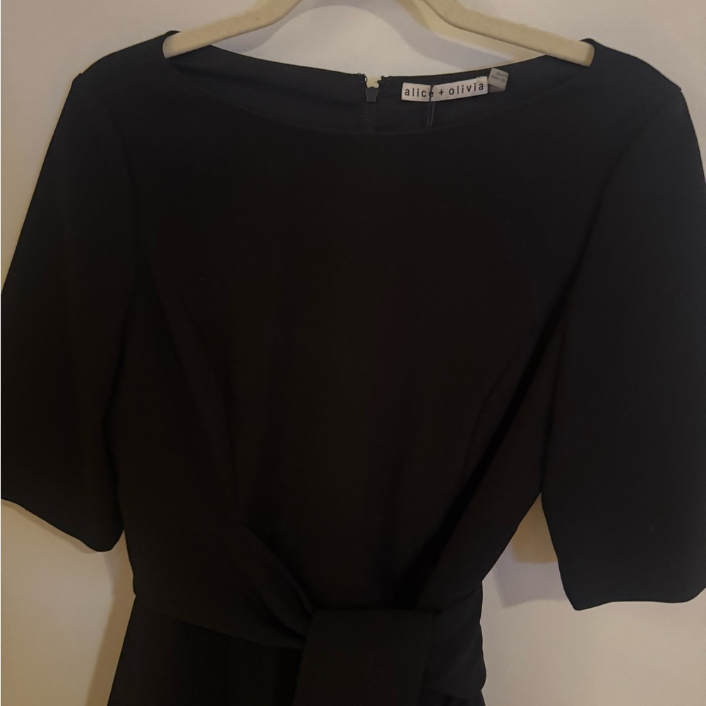 Alice + Olivia Black Virgil Boat Neck Mini Dress - Picture 5 of 8